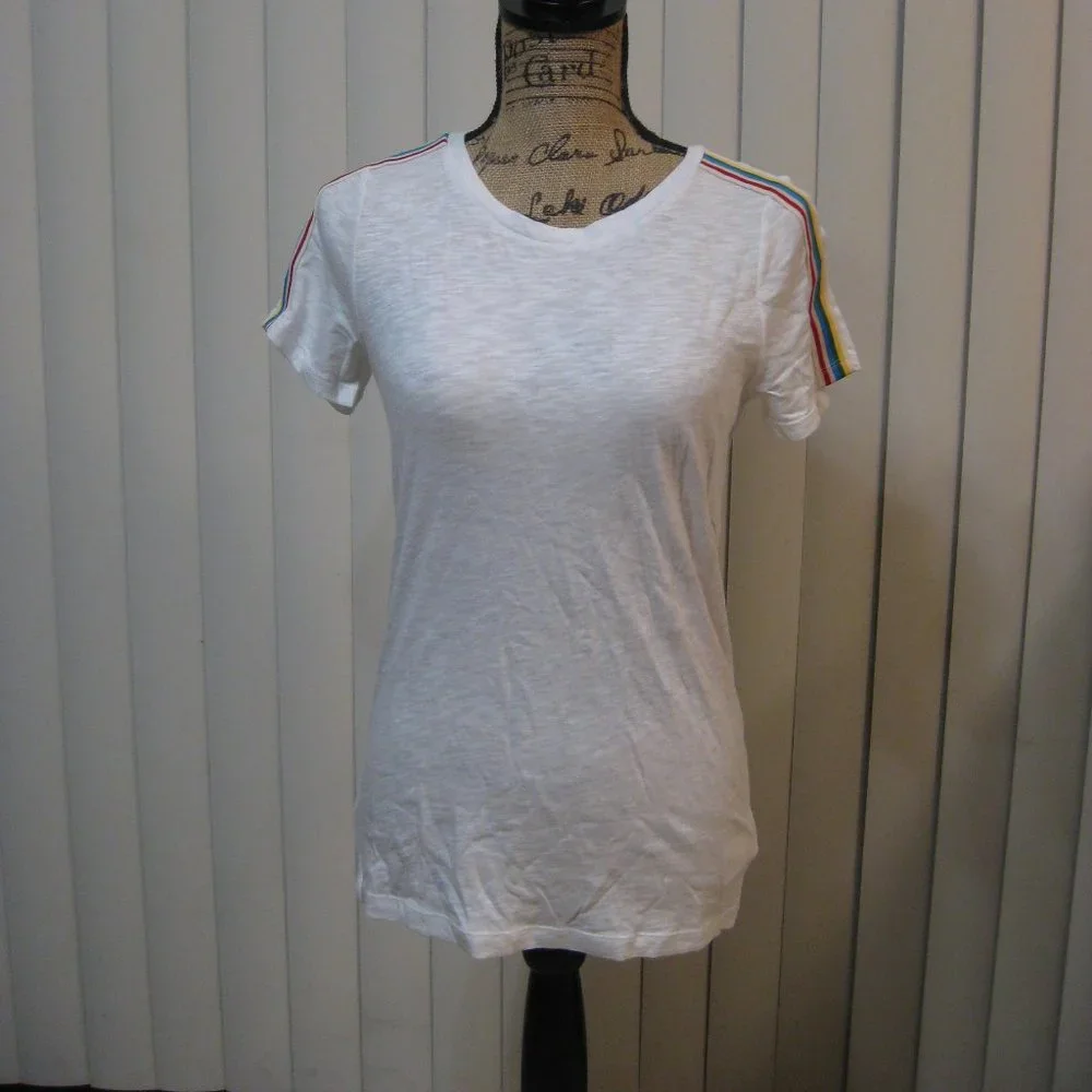 NWT Express white rainbow tee top shirt XS - Picture 1 of 6